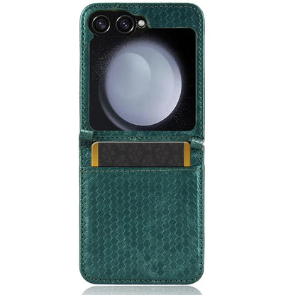 For Samsung Galaxy Z Flip6 5G Phone Case with Card Holder Imprinted Dot Pattern Leather Phone Cover