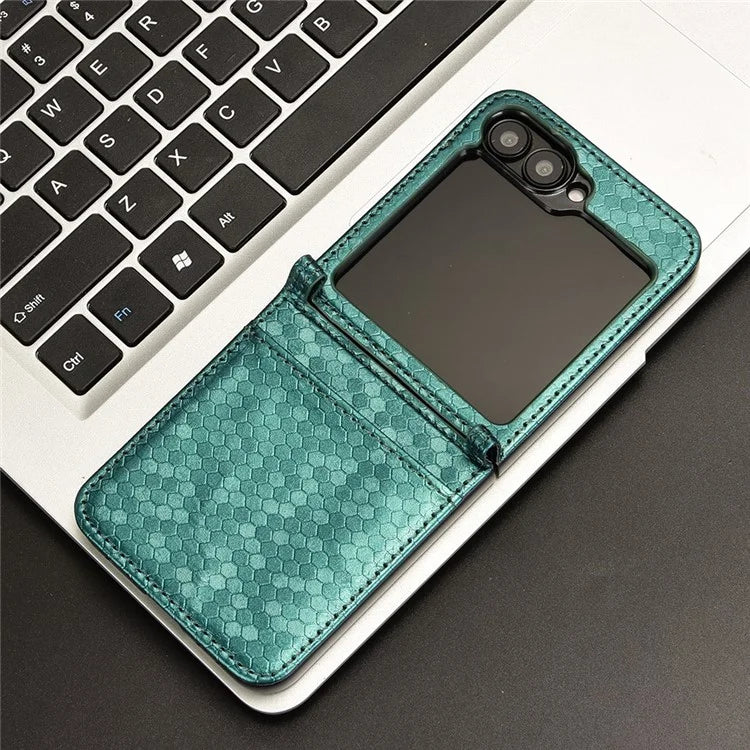 For Samsung Galaxy Z Flip6 5G Phone Case with Card Holder Imprinted Dot Pattern Leather Phone Cover