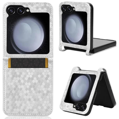 For Samsung Galaxy Z Flip6 5G Phone Case with Card Holder Imprinted Dot Pattern Leather Phone Cover