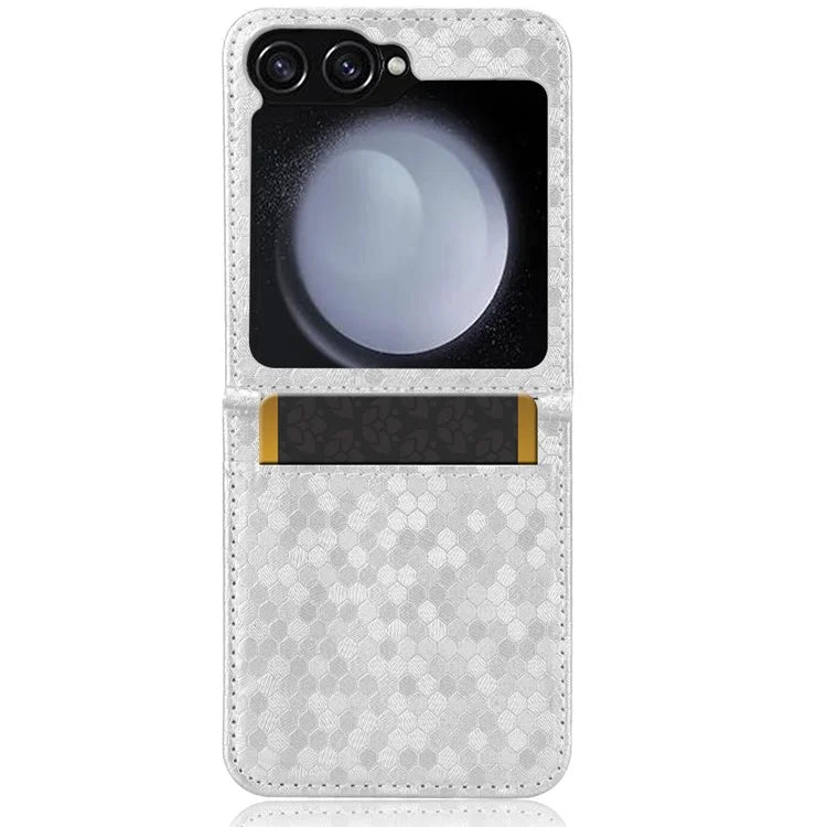 For Samsung Galaxy Z Flip6 5G Phone Case with Card Holder Imprinted Dot Pattern Leather Phone Cover