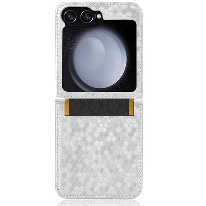 For Samsung Galaxy Z Flip6 5G Phone Case with Card Holder Imprinted Dot Pattern Leather Phone Cover