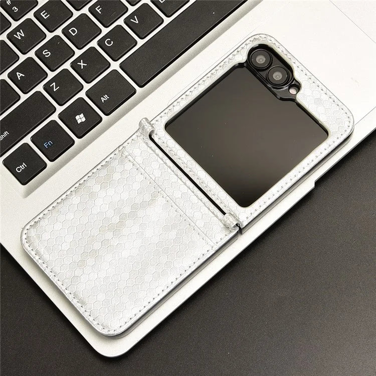 For Samsung Galaxy Z Flip6 5G Phone Case with Card Holder Imprinted Dot Pattern Leather Phone Cover