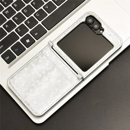 For Samsung Galaxy Z Flip6 5G Phone Case with Card Holder Imprinted Dot Pattern Leather Phone Cover