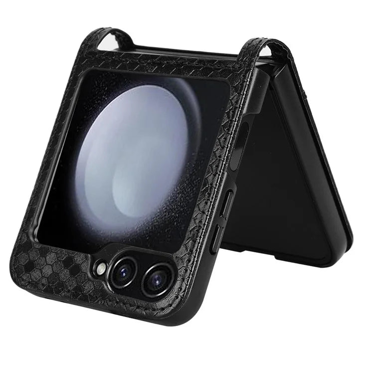 For Samsung Galaxy Z Flip6 5G Phone Case with Card Holder Imprinted Dot Pattern Leather Phone Cover