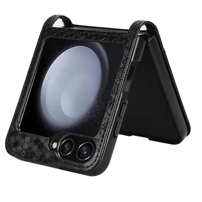 For Samsung Galaxy Z Flip6 5G Phone Case with Card Holder Imprinted Dot Pattern Leather Phone Cover