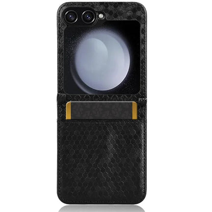 For Samsung Galaxy Z Flip6 5G Phone Case with Card Holder Imprinted Dot Pattern Leather Phone Cover