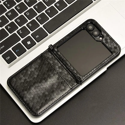 For Samsung Galaxy Z Flip6 5G Phone Case with Card Holder Imprinted Dot Pattern Leather Phone Cover
