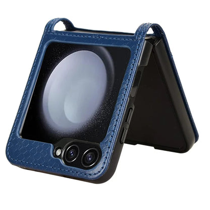 For Samsung Galaxy Z Flip6 5G Phone Case with Card Holder Imprinted Dot Pattern Leather Phone Cover