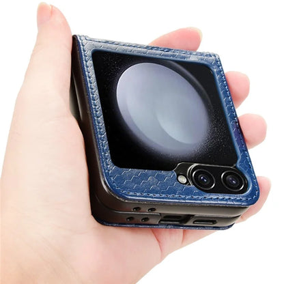 For Samsung Galaxy Z Flip6 5G Phone Case with Card Holder Imprinted Dot Pattern Leather Phone Cover