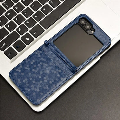 For Samsung Galaxy Z Flip6 5G Phone Case with Card Holder Imprinted Dot Pattern Leather Phone Cover