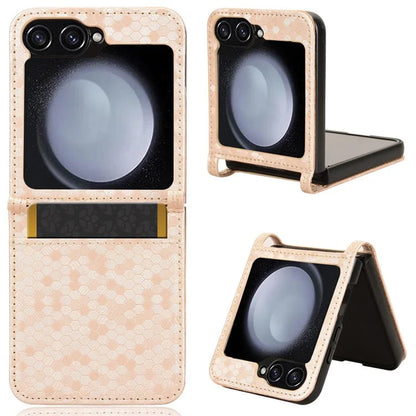 For Samsung Galaxy Z Flip6 5G Phone Case with Card Holder Imprinted Dot Pattern Leather Phone Cover