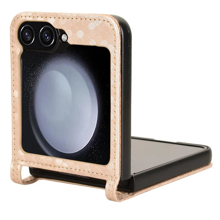 For Samsung Galaxy Z Flip6 5G Phone Case with Card Holder Imprinted Dot Pattern Leather Phone Cover