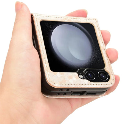 For Samsung Galaxy Z Flip6 5G Phone Case with Card Holder Imprinted Dot Pattern Leather Phone Cover