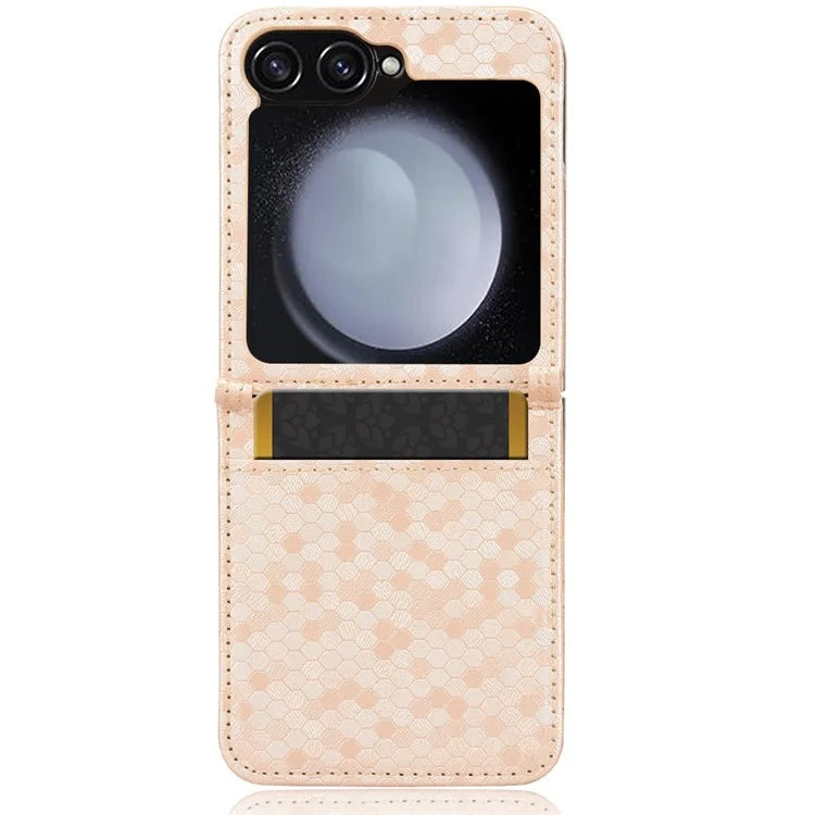 For Samsung Galaxy Z Flip6 5G Phone Case with Card Holder Imprinted Dot Pattern Leather Phone Cover