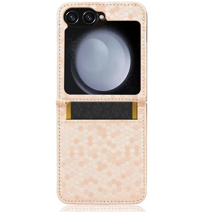 For Samsung Galaxy Z Flip6 5G Phone Case with Card Holder Imprinted Dot Pattern Leather Phone Cover