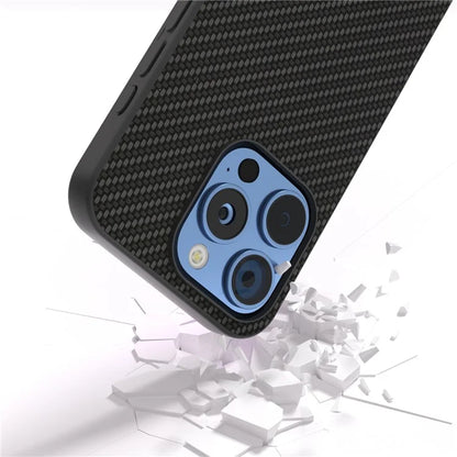ABEEL For iPhone 16 Pro Max Case Leather+PC+TPU Phone Cover Carbon Fiber Texture