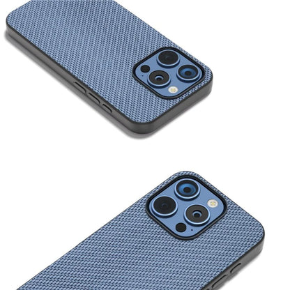 ABEEL For iPhone 16 Pro Max Case Leather+PC+TPU Phone Cover Carbon Fiber Texture