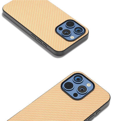 ABEEL For iPhone 16 Pro Max Case Leather+PC+TPU Phone Cover Carbon Fiber Texture