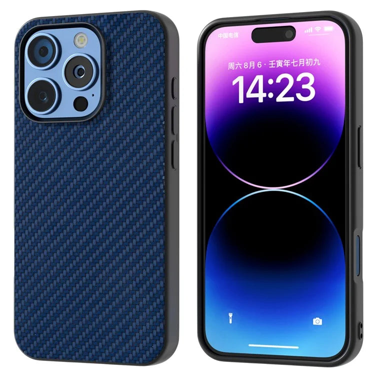 ABEEL For iPhone 16 Pro Max Case Leather+PC+TPU Phone Cover Carbon Fiber Texture