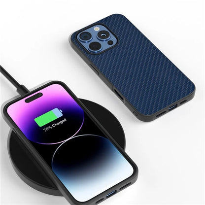 ABEEL For iPhone 16 Pro Max Case Leather+PC+TPU Phone Cover Carbon Fiber Texture