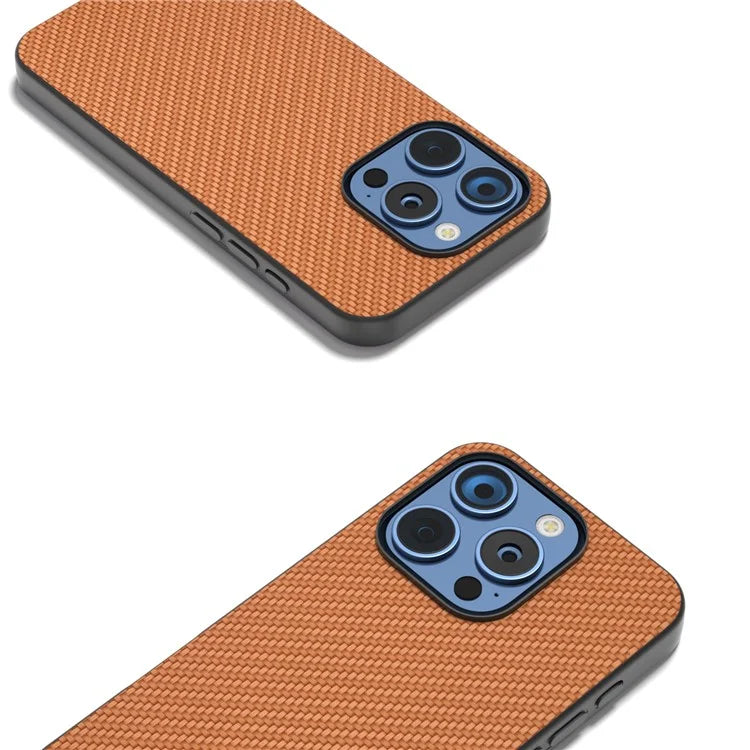 ABEEL For iPhone 16 Pro Max Case Leather+PC+TPU Phone Cover Carbon Fiber Texture