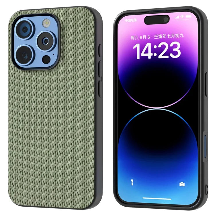 ABEEL For iPhone 16 Pro Max Case Leather+PC+TPU Phone Cover Carbon Fiber Texture