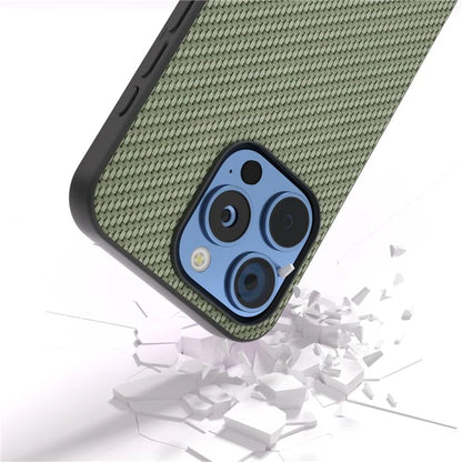 ABEEL For iPhone 16 Pro Max Case Leather+PC+TPU Phone Cover Carbon Fiber Texture