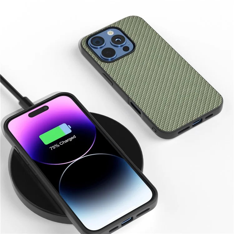 ABEEL For iPhone 16 Pro Case Carbon Fiber Texture PU+PC+TPU Phone Cover