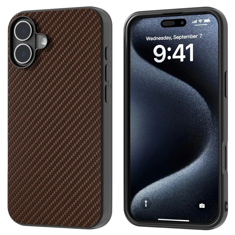 ABEEL For iPhone 16 Case Carbon Fiber Texture PU Covered Phone Shell