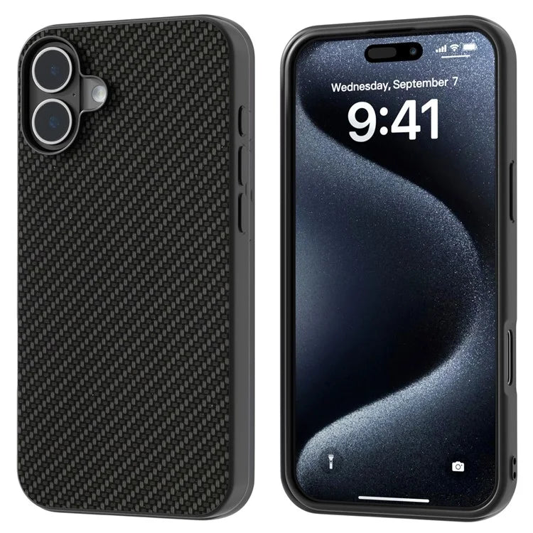 ABEEL For iPhone 16 Case Carbon Fiber Texture PU Covered Phone Shell