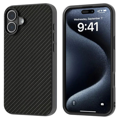 ABEEL For iPhone 16 Case Carbon Fiber Texture PU Covered Phone Shell
