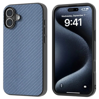 ABEEL For iPhone 16 Case Carbon Fiber Texture PU Covered Phone Shell