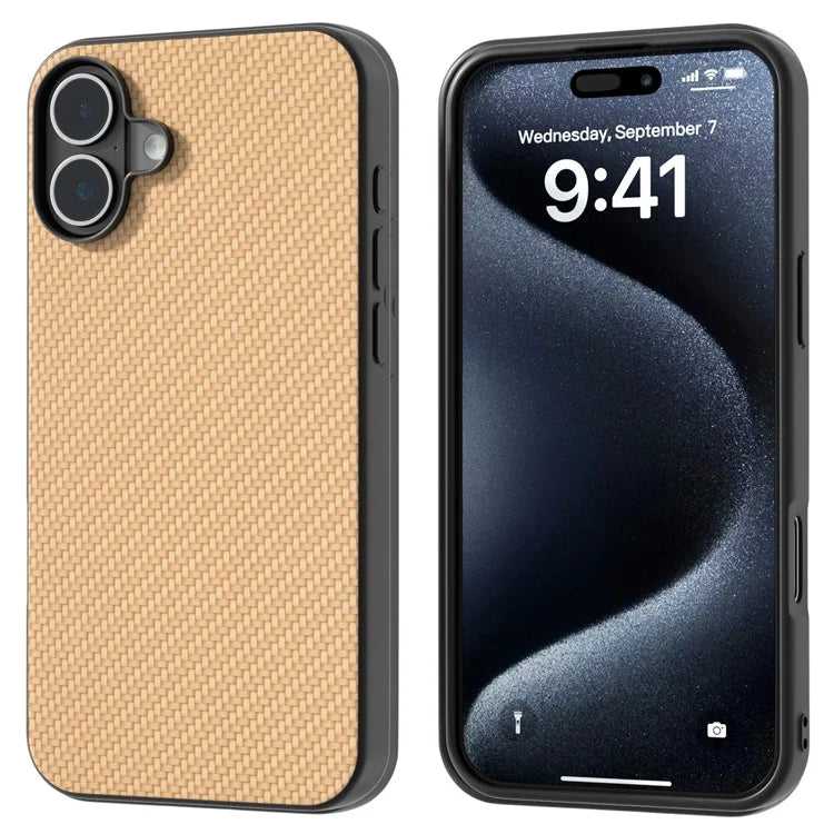 ABEEL For iPhone 16 Case Carbon Fiber Texture PU Covered Phone Shell