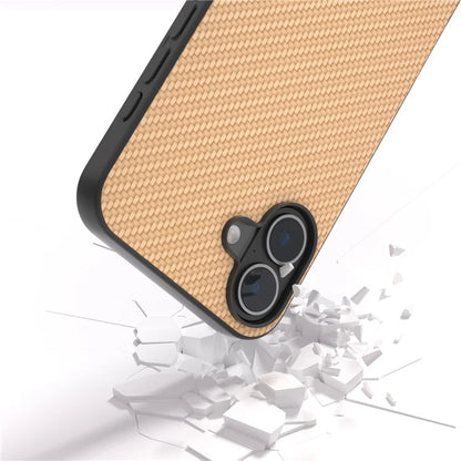 ABEEL For iPhone 16 Case Carbon Fiber Texture PU Covered Phone Shell