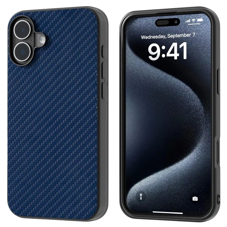 ABEEL For iPhone 16 Case Carbon Fiber Texture PU Covered Phone Shell