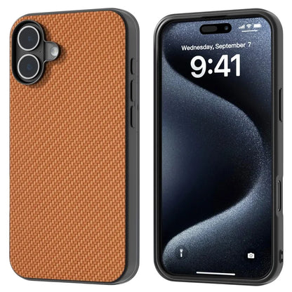 ABEEL For iPhone 16 Case Carbon Fiber Texture PU Covered Phone Shell