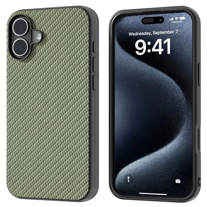 ABEEL For iPhone 16 Case Carbon Fiber Texture PU Covered Phone Shell