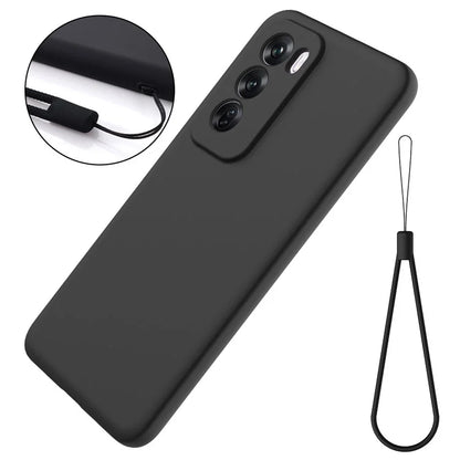 For Oppo Reno12 5G (Global) Protective Case Liquid Silicone Phone Cover with Wrist Strap