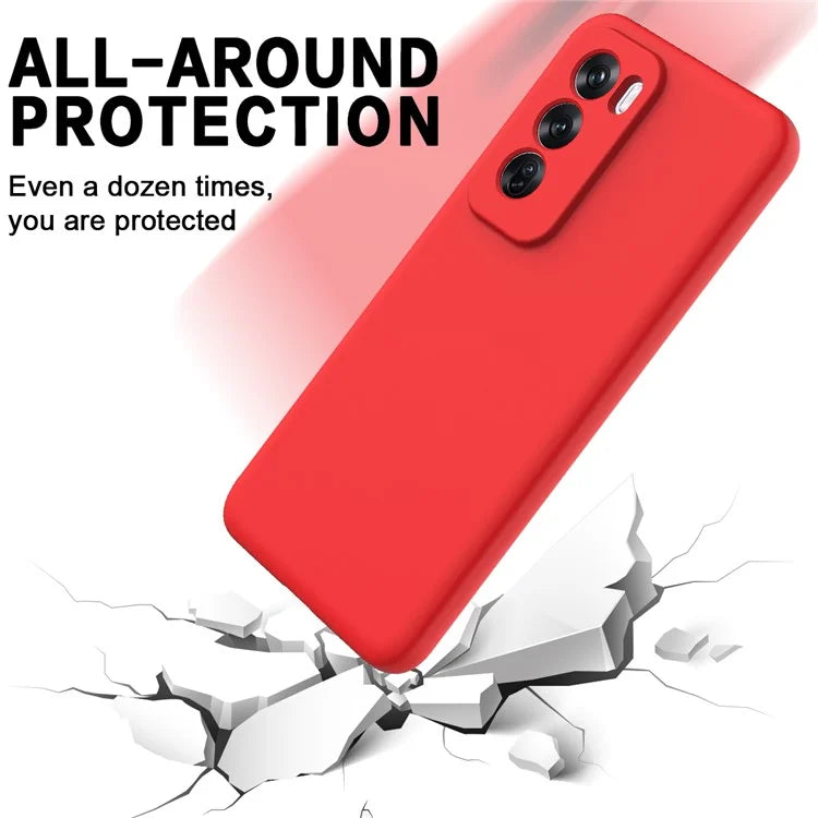 For Oppo Reno12 5G (Global) Protective Case Liquid Silicone Phone Cover with Wrist Strap