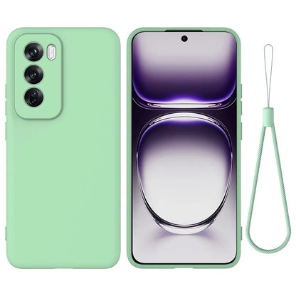 For Oppo Reno12 5G (Global) Protective Case Liquid Silicone Phone Cover with Wrist Strap