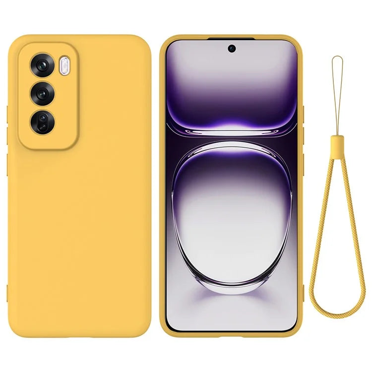 For Oppo Reno12 5G (Global) Protective Case Liquid Silicone Phone Cover with Wrist Strap