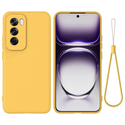 For Oppo Reno12 5G (Global) Protective Case Liquid Silicone Phone Cover with Wrist Strap