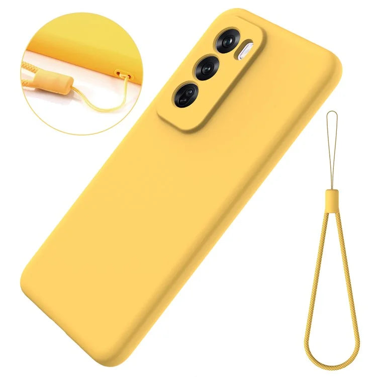 For Oppo Reno12 5G (Global) Protective Case Liquid Silicone Phone Cover with Wrist Strap