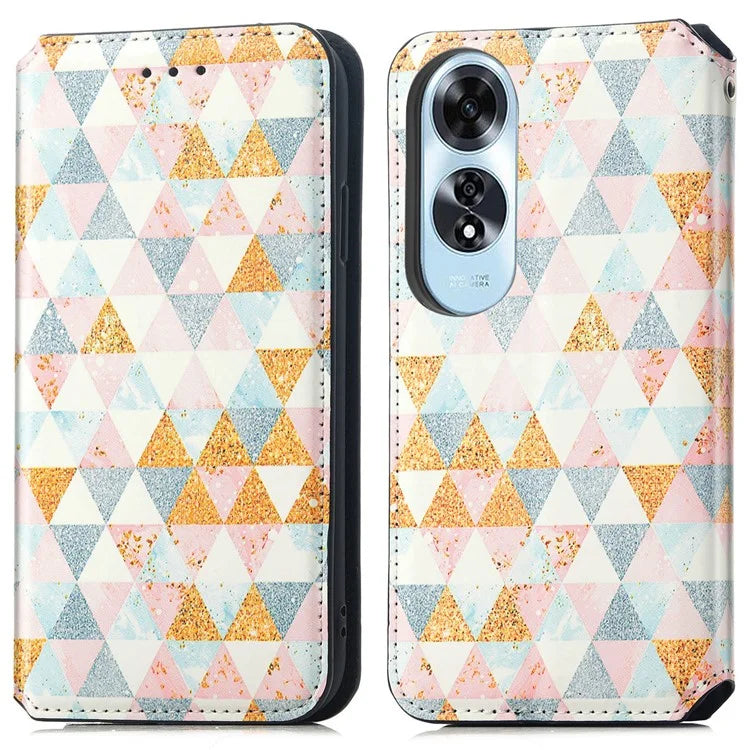 CASENEO 001 Series for Oppo A60 4G Case Pattern Leather Phone Cover RFID Blocking