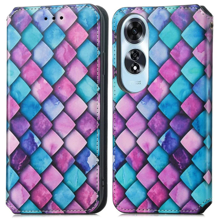 CASENEO 001 Series for Oppo A60 4G Case Pattern Leather Phone Cover RFID Blocking