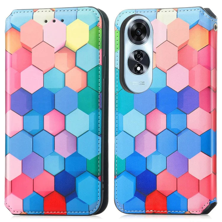 CASENEO 001 Series for Oppo A60 4G Case Pattern Leather Phone Cover RFID Blocking
