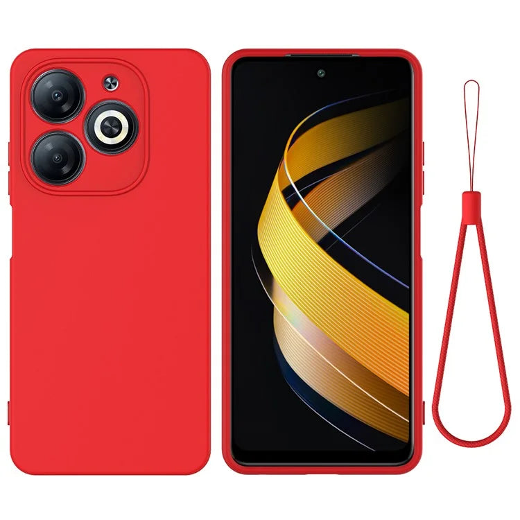 For itel P55 Case Liquid Silicone Anti-Drop Phone Cover with Wrist Strap