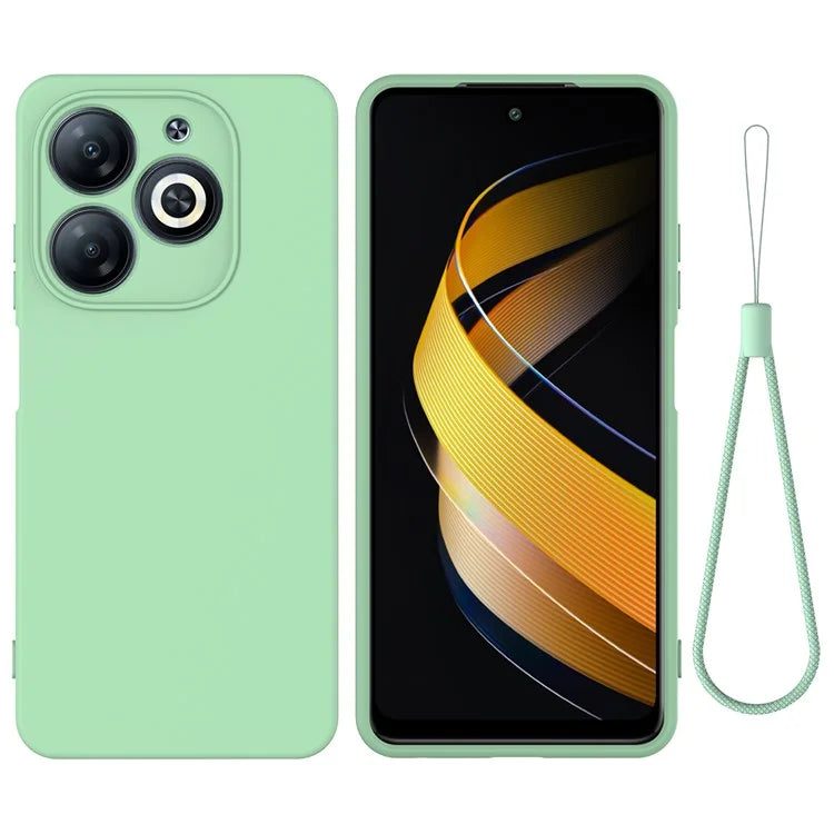 For itel P55 Case Liquid Silicone Anti-Drop Phone Cover with Wrist Strap