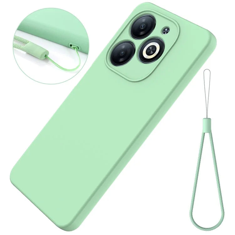 For itel P55 Case Liquid Silicone Anti-Drop Phone Cover with Wrist Strap
