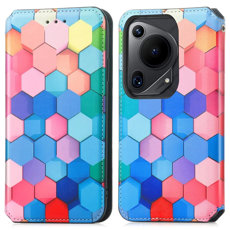 CASENEO 001 Series for Huawei Pura 70 Ultra Case RFID Blocking Leather Phone Cover Pattern Printed
